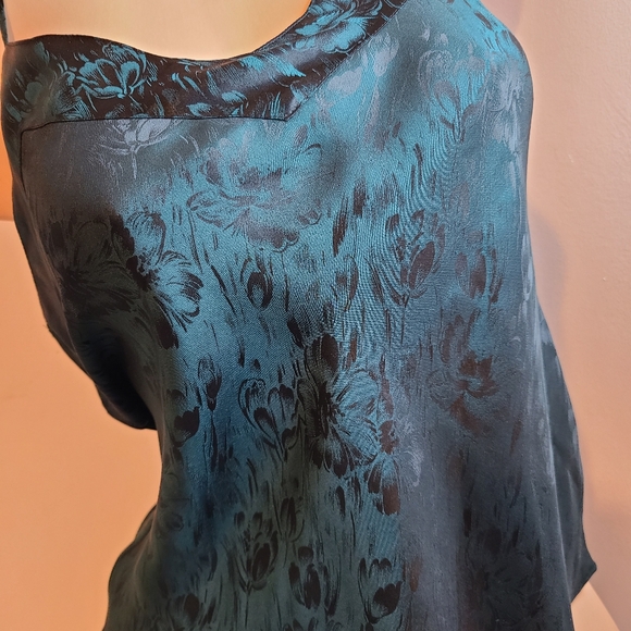 New VTG Silkscreen 100% Silk Cami/ Panty Set Size M Emerald Green - Picture 3 of 6